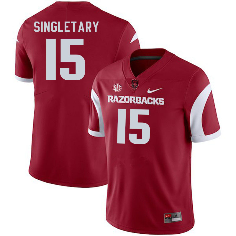Men #15 Jaheim Singletary Arkansas Razorback College Football Jerseys Stitched Sale-Cardinal